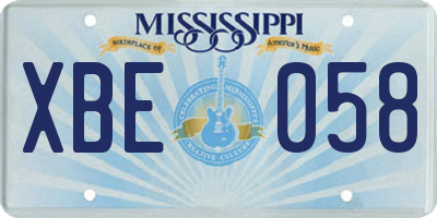 MS license plate XBE058