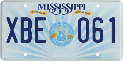MS license plate XBE061