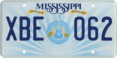 MS license plate XBE062