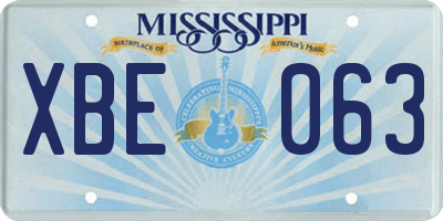 MS license plate XBE063