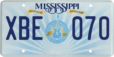 MS license plate XBE070