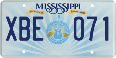 MS license plate XBE071