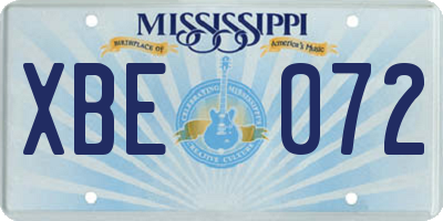 MS license plate XBE072