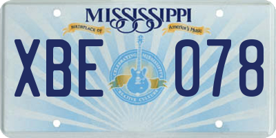MS license plate XBE078