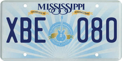 MS license plate XBE080