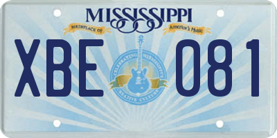 MS license plate XBE081