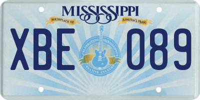 MS license plate XBE089