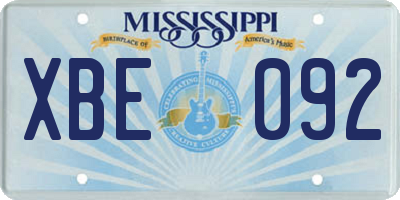 MS license plate XBE092