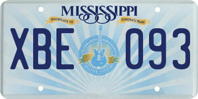 MS license plate XBE093