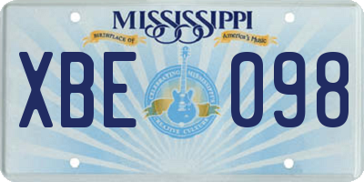 MS license plate XBE098