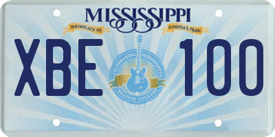MS license plate XBE100