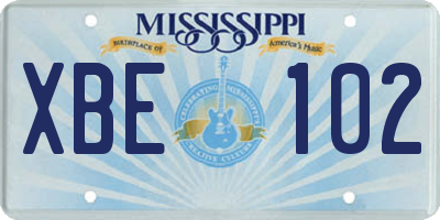 MS license plate XBE102