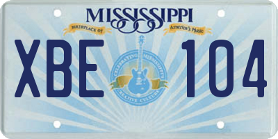 MS license plate XBE104