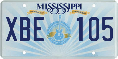 MS license plate XBE105