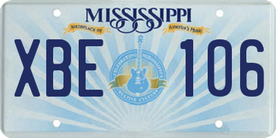 MS license plate XBE106