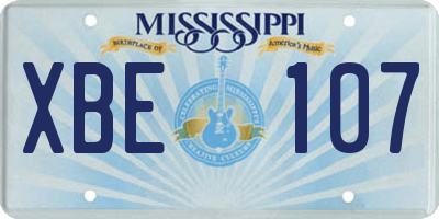 MS license plate XBE107