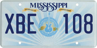 MS license plate XBE108