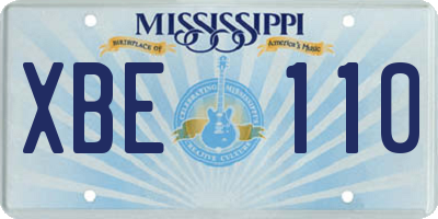 MS license plate XBE110