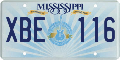 MS license plate XBE116