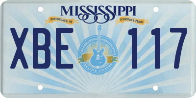 MS license plate XBE117