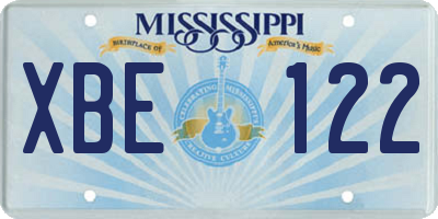 MS license plate XBE122