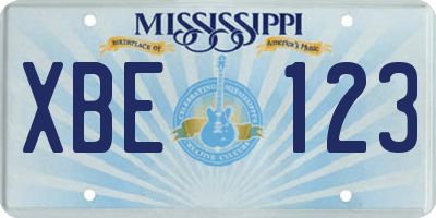 MS license plate XBE123