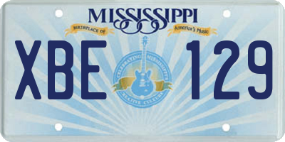 MS license plate XBE129