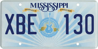 MS license plate XBE130