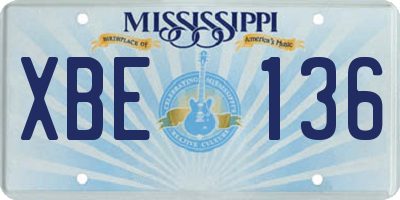 MS license plate XBE136