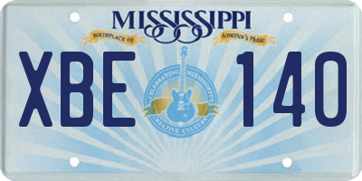 MS license plate XBE140