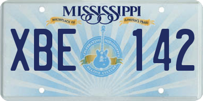 MS license plate XBE142