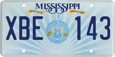 MS license plate XBE143