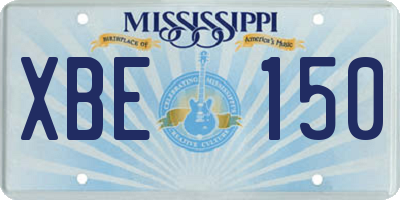 MS license plate XBE150
