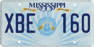 MS license plate XBE160