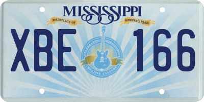 MS license plate XBE166