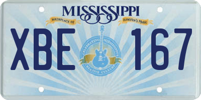 MS license plate XBE167