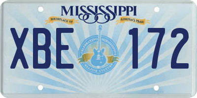 MS license plate XBE172