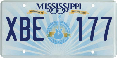 MS license plate XBE177