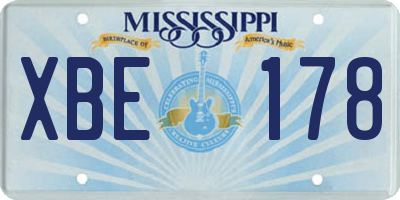 MS license plate XBE178