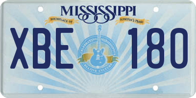 MS license plate XBE180