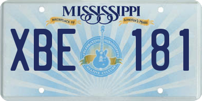 MS license plate XBE181