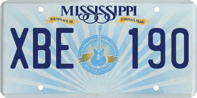 MS license plate XBE190