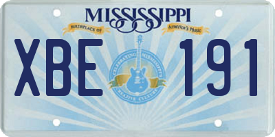 MS license plate XBE191