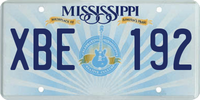 MS license plate XBE192