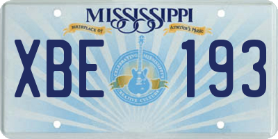 MS license plate XBE193