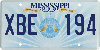 MS license plate XBE194
