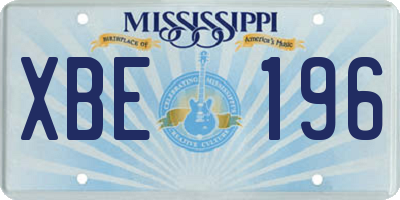 MS license plate XBE196