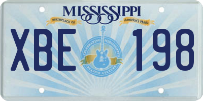 MS license plate XBE198