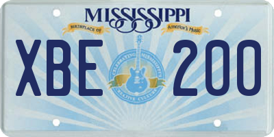 MS license plate XBE200
