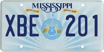MS license plate XBE201